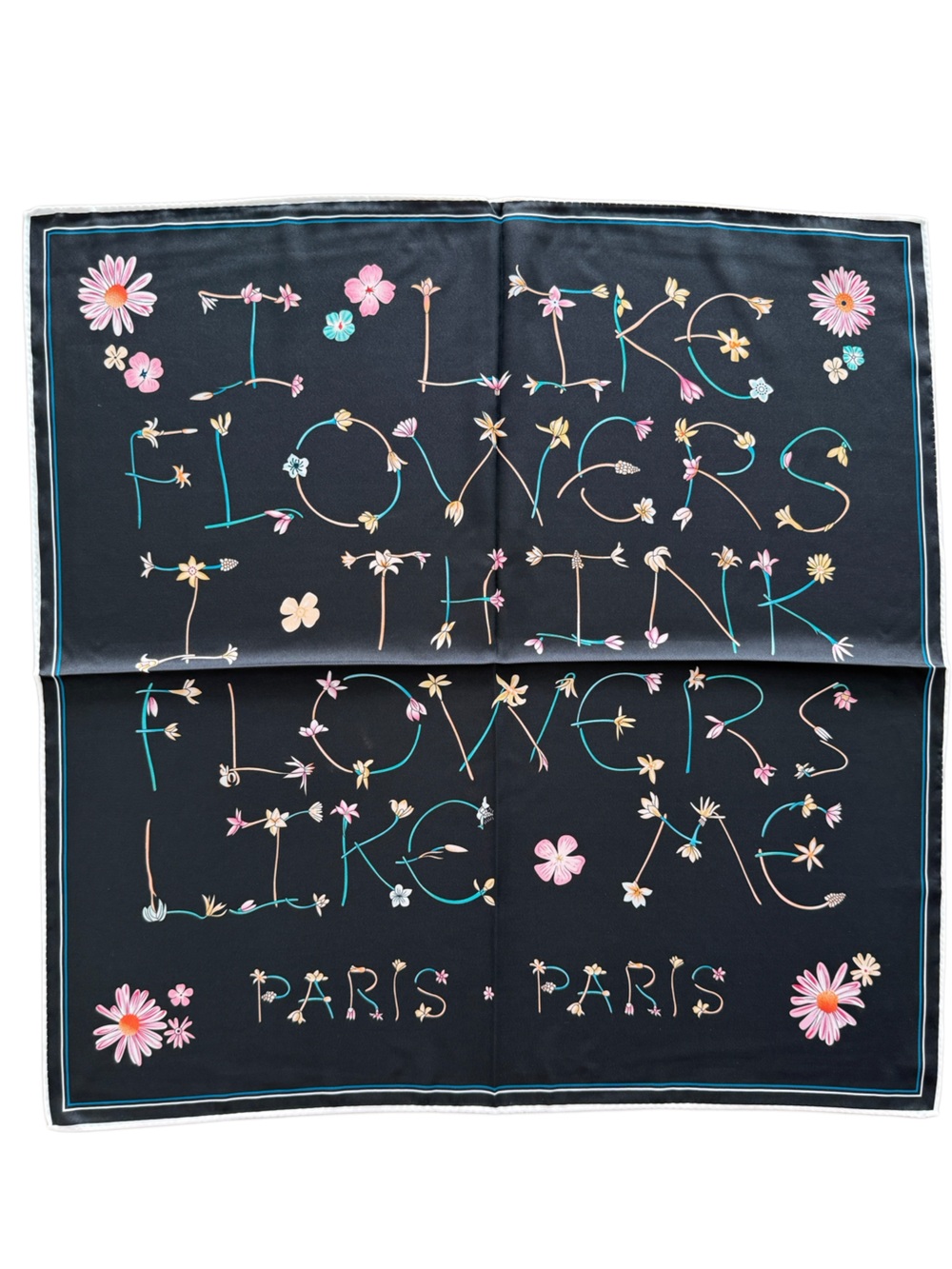 Luxury 90cm Silk Scarf Two-Tone Floral